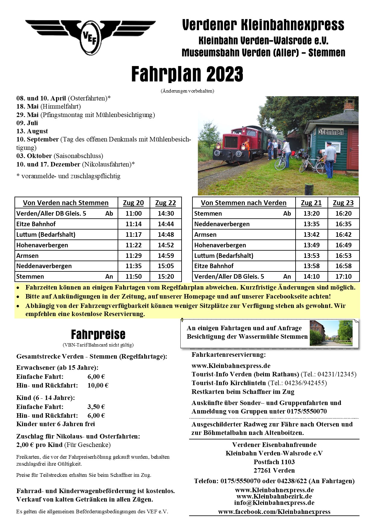 Fahrplan 2023 Plakat Fahrzeiten